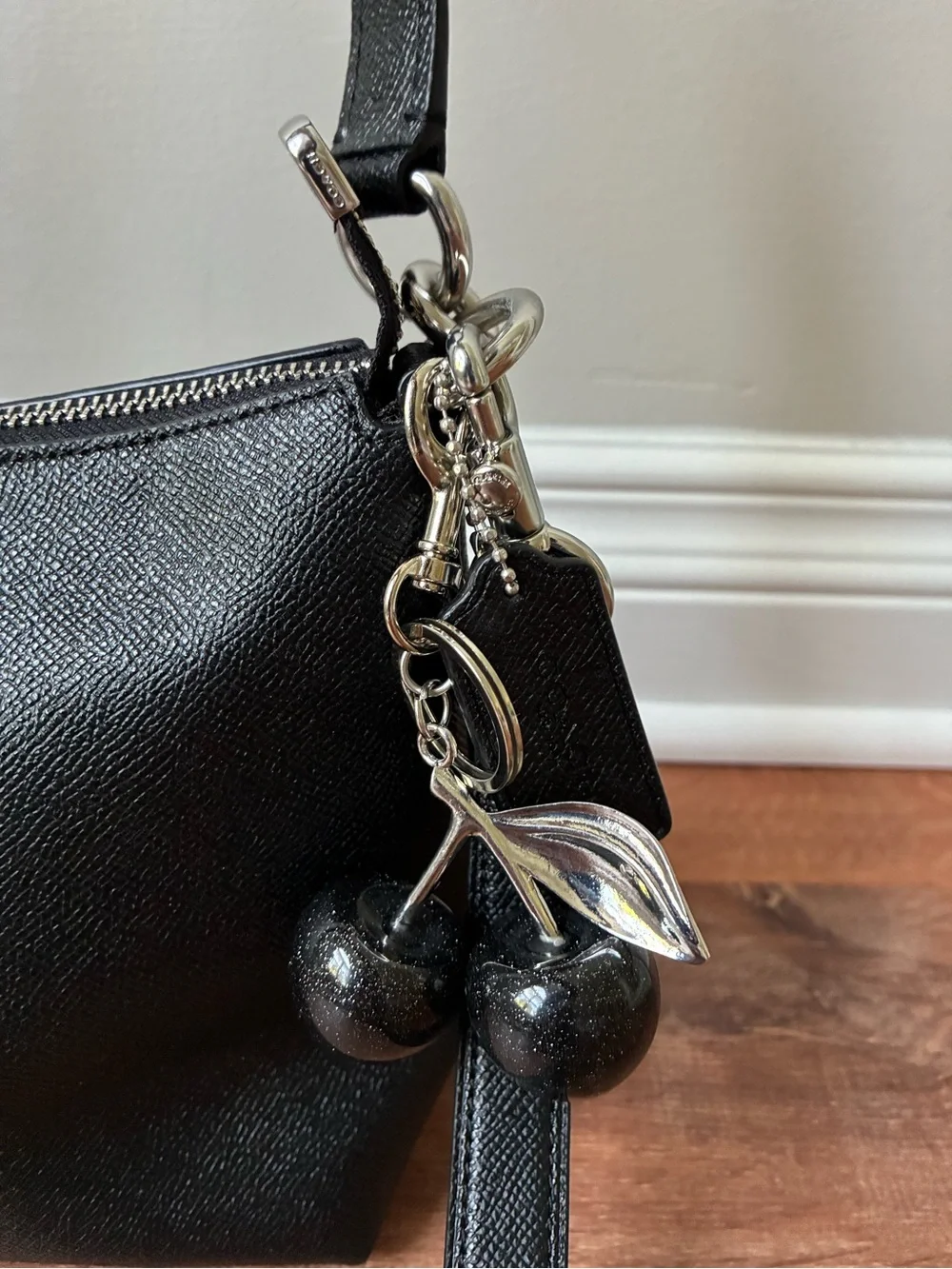 Coach Lewis Leather Crossbody Shoulder Bag, Black / Silver, 80058
